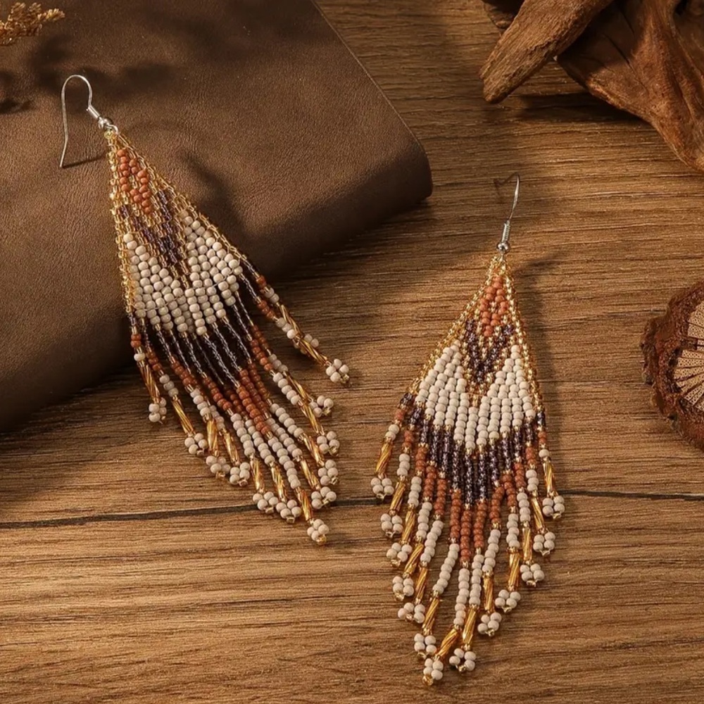 Boho Beaded Tassel Earrings